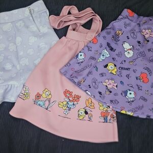 Cute Cartoon Print Skirt and Dress Set